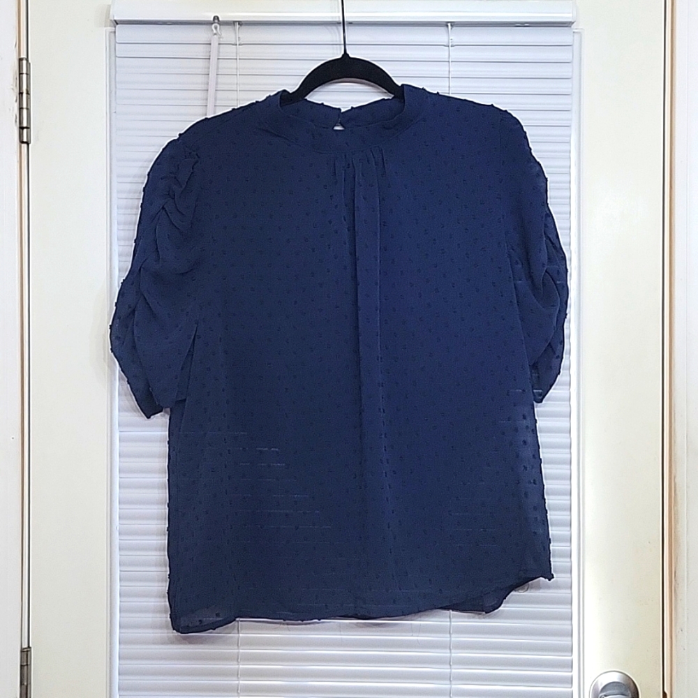 NWT Allegra K Blue Short-sleeve Blouse XL